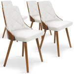 Lot de 4 chaises scandinaves en bois noisette et blanc