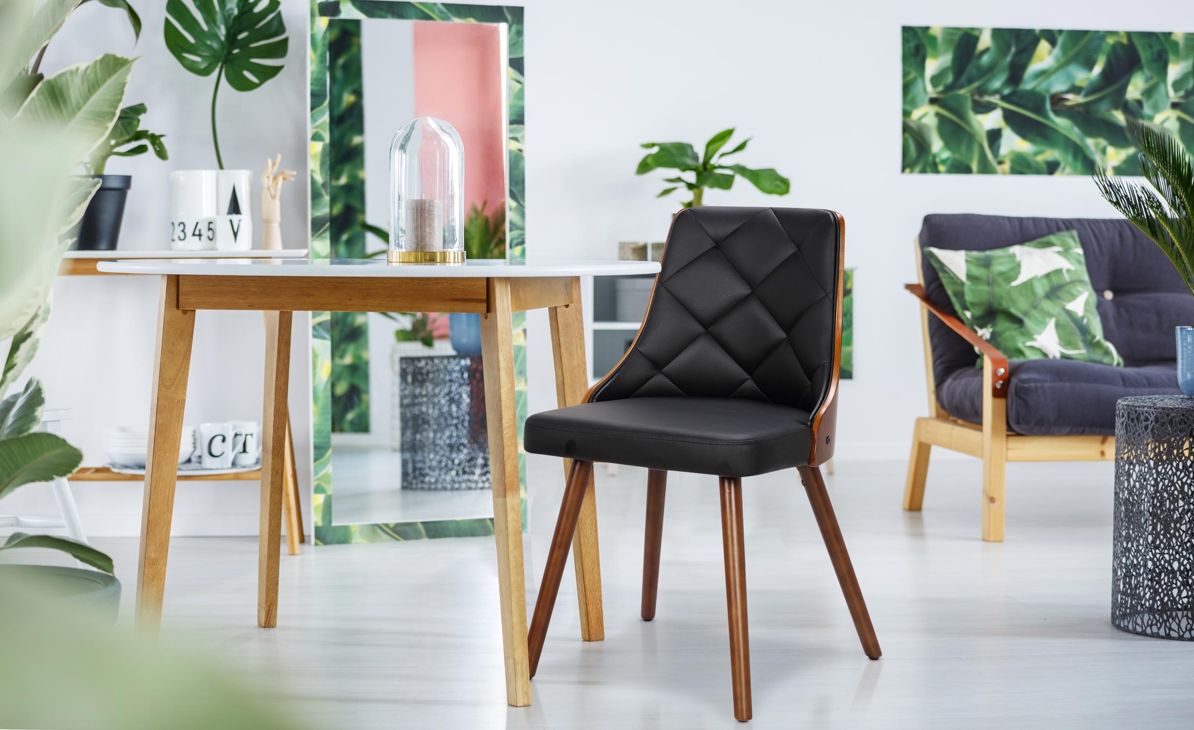 Lot de 8 chaises scandinaves Lalix Bois Noisette et Noir