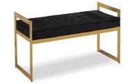 Banquette en velours noir avec pieds dorés