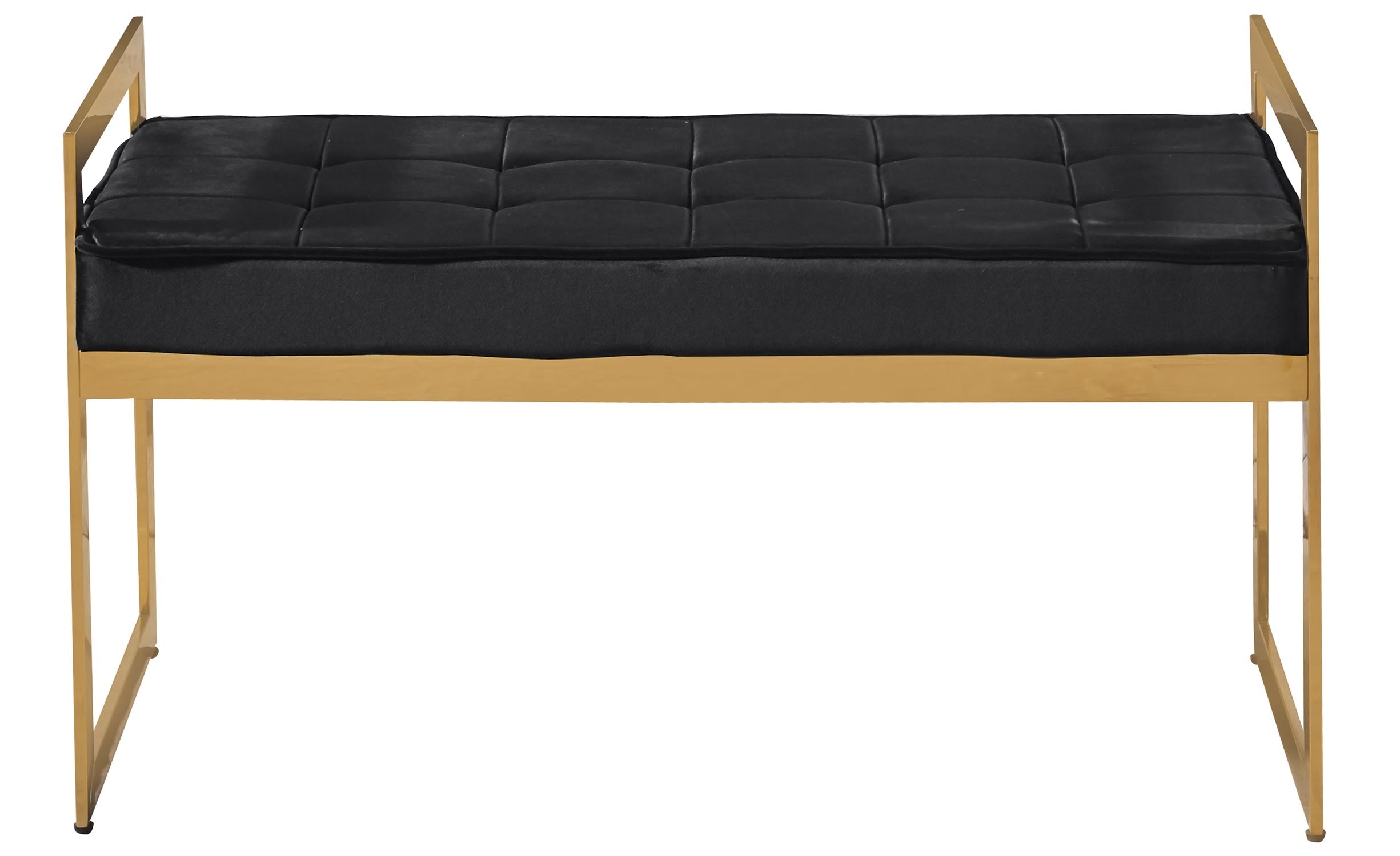 Banquette Lady Velours Noir pieds Or