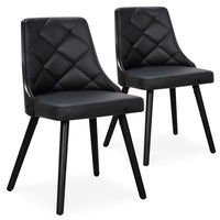 Lot de 2 chaises en bois noir et simili cuir noir