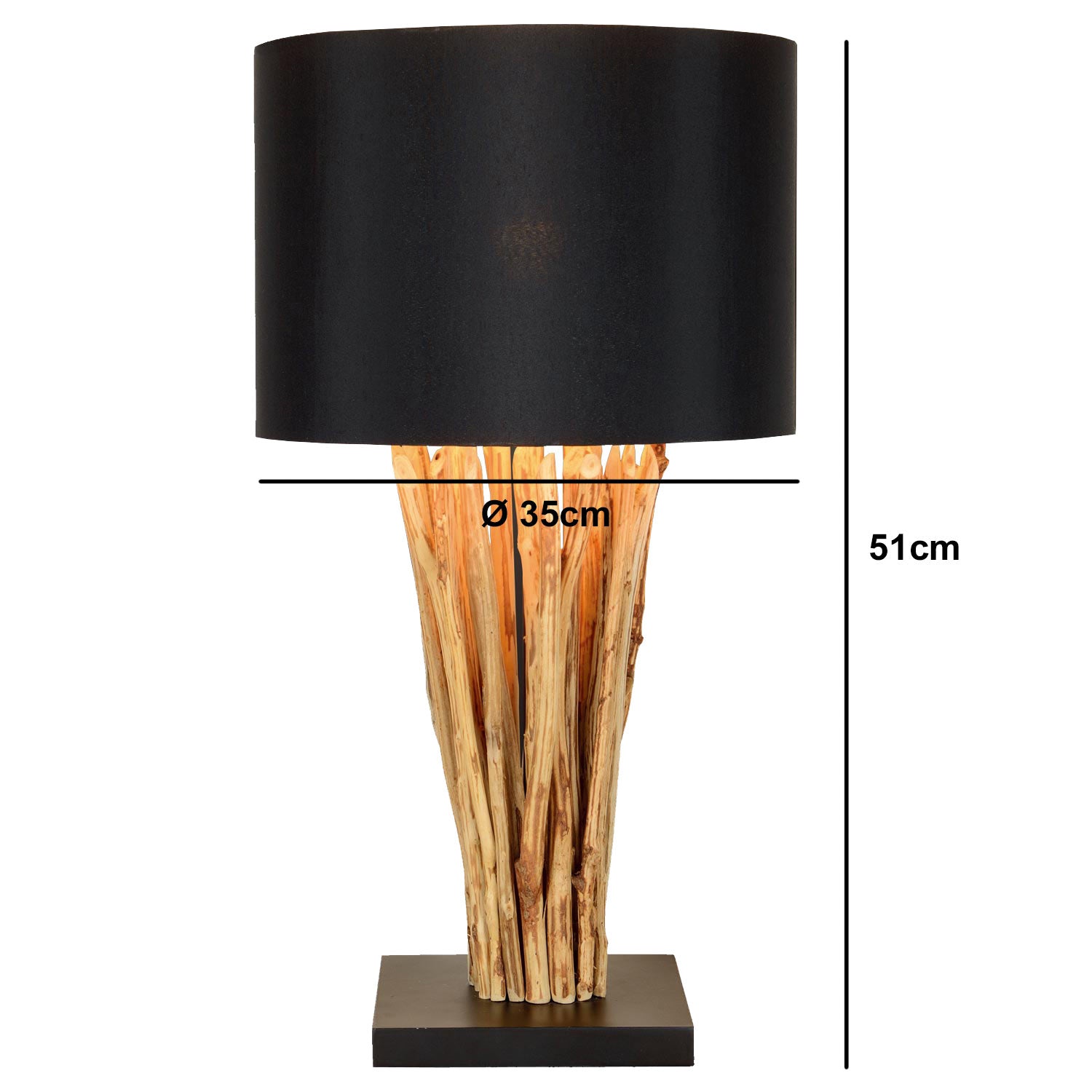 Lampe de table Naturane Noir et Métal Or