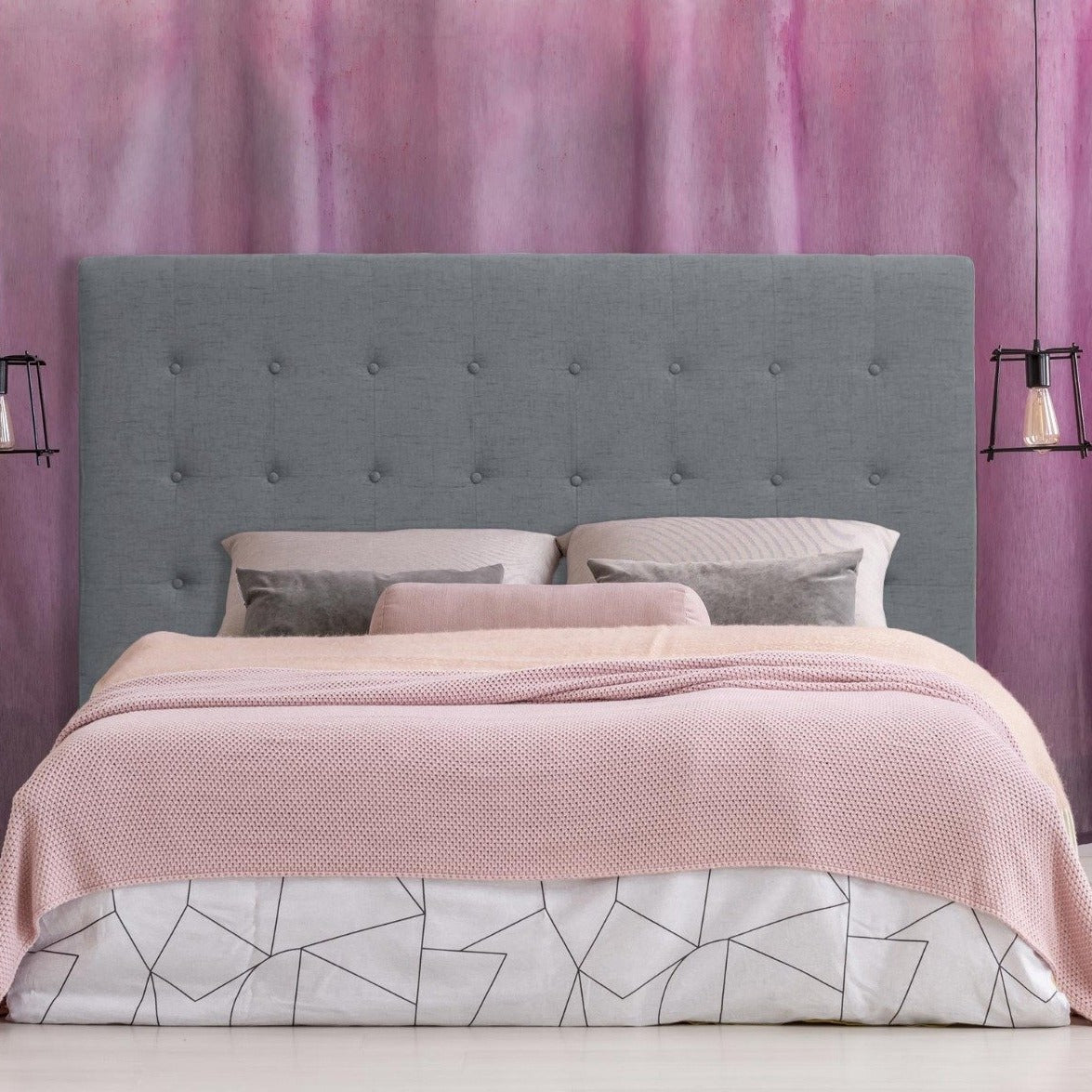 Tête de lit Adelle en tissu gris 180 cm