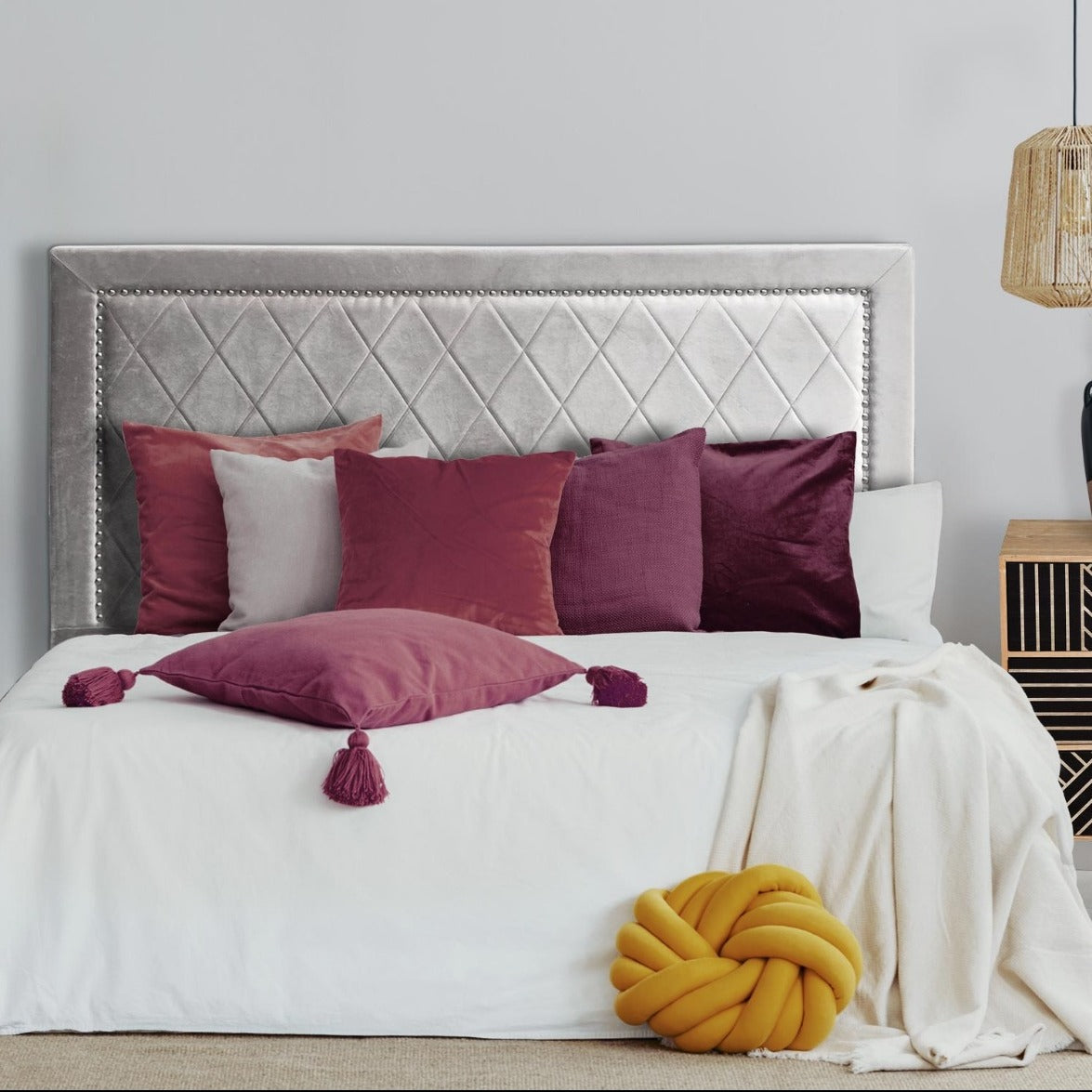 Tête de lit Meghan 140cm Velours Argent