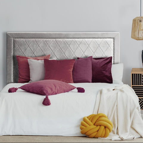 Tête de lit Meghan 140cm Velours Argent