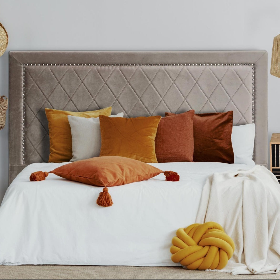 Tête de lit Amoli 180 cm velours taupe