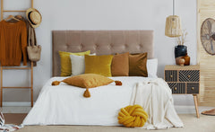 Tête de lit Adelle en velours taupe 140 cm