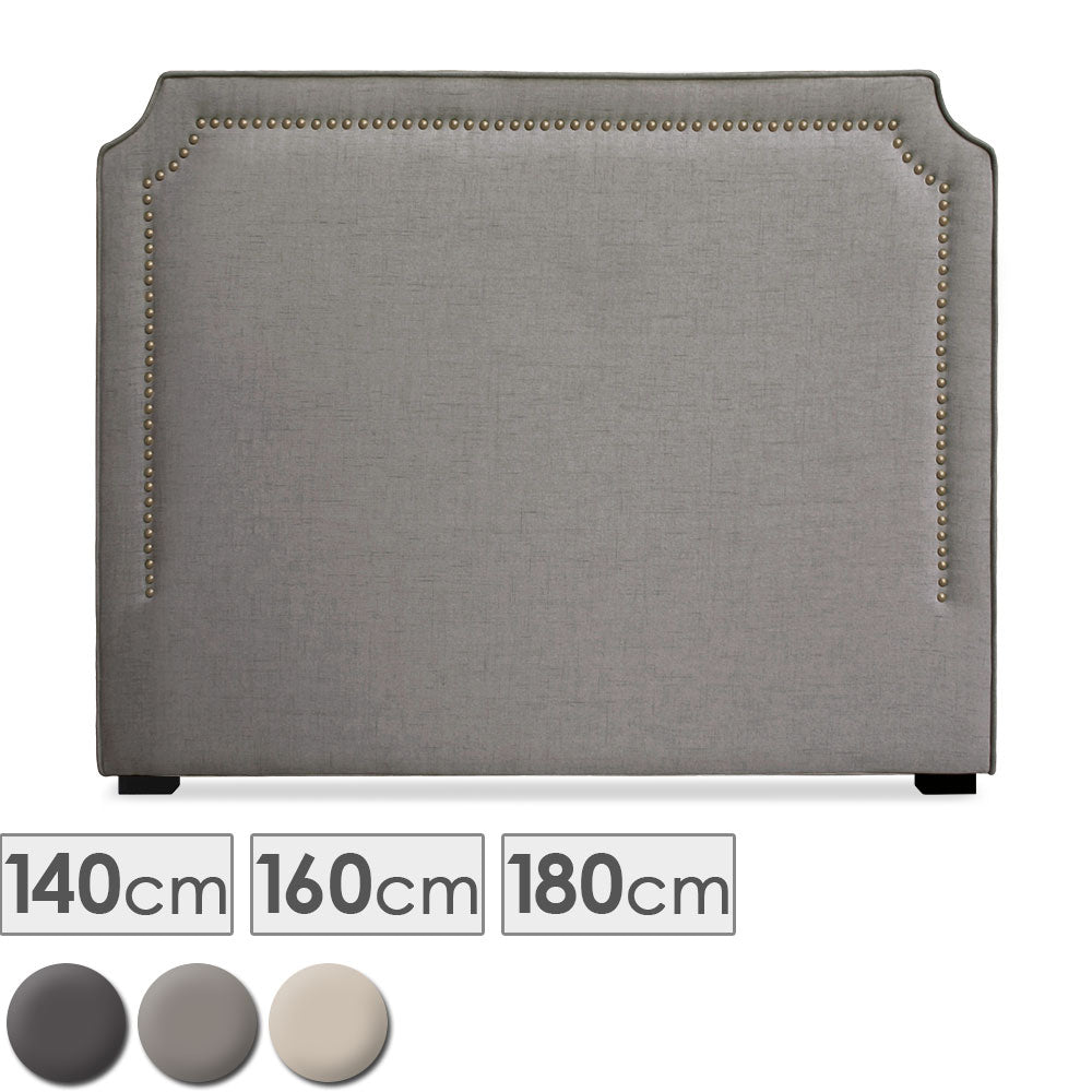 Tête de lit Milana 140cm Tissu Taupe avec clous de tapissier