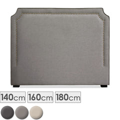 Tête de lit Milana 140cm Tissu Taupe avec clous de tapissier