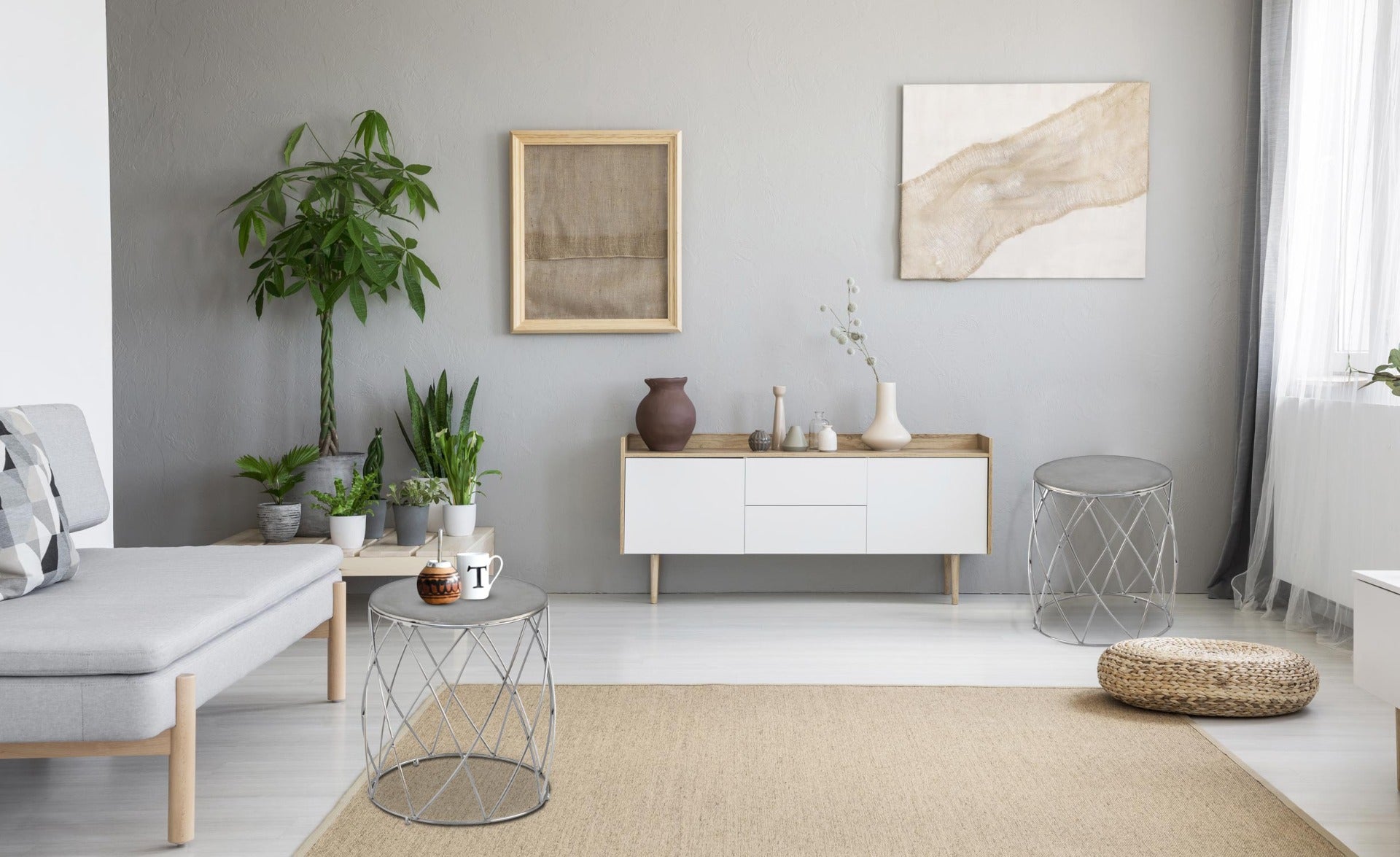 Set de 3 tabourets Lidie Nickel