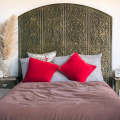 Tête de lit bois sculpté Carrola style oriental 120 cm bronze