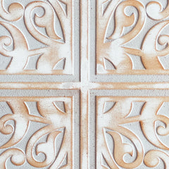 Tête de lit style oriental bois sculpté Linium 120cm Gris patiné