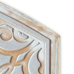 Tête de lit style oriental bois sculpté Linium 120cm Gris patiné