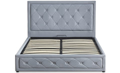 Lit double avec sommier relevable Badis 140x190cm simili gris