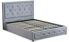 Lit double avec sommier relevable Badis 140x190cm simili gris