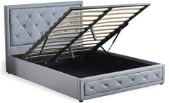 Lit double avec sommier relevable Badis 140x190cm simili gris