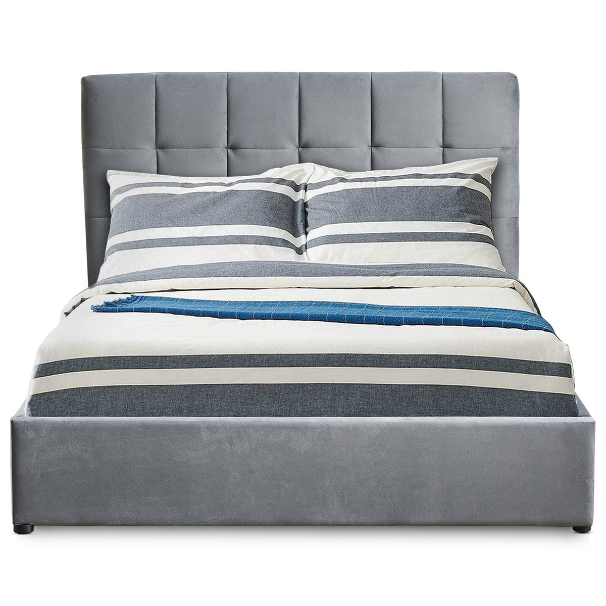 Lit double avec sommier relevable Babrin 160x200cm velours argent