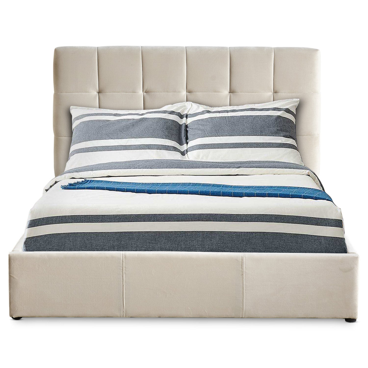 Lit double Luftani avec sommier relevable 160x200cm Velours Beige