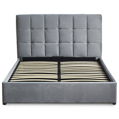 Lit double Luftani avec sommier relevable 160x200cm Velours Argent