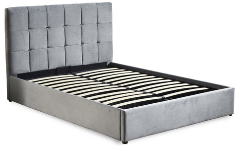 Lit double avec sommier relevable Babrin 160x200cm velours argent