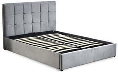 Lit double Luftani avec sommier relevable 160x200cm Velours Argent