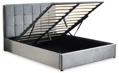 Lit double avec sommier relevable Babrin 180x200 cm velours argent