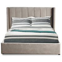 Lit double avec sommier relevable Baccar 140x190cm velours taupe