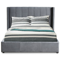 Lit double Baccar avec sommier relevable en velours gris 140x190 cm