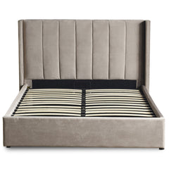 Lit double Magorial avec sommier relevable 160x200cm Velours Taupe