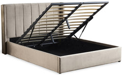 Lit double Magorial avec sommier relevable 160x200cm Velours Taupe