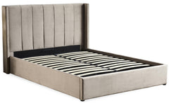 Lit double Magorial avec sommier relevable 160x200cm Velours Taupe