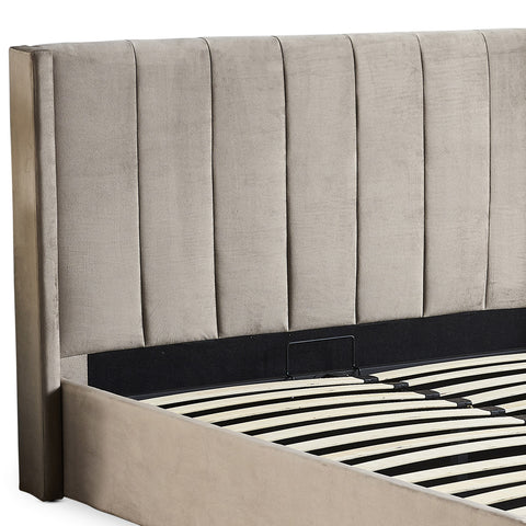 Lit double Magorial avec sommier relevable 160x200cm Velours Taupe