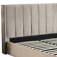 Lit double Magorial avec sommier relevable 160x200cm Velours Taupe