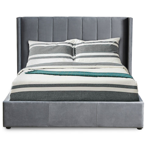 Lit double Magorial avec sommier relevable 180x200cm Velours Gris