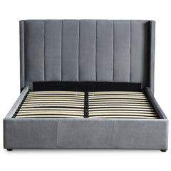 Lit double Magorial avec sommier relevable 180x200cm Velours Gris