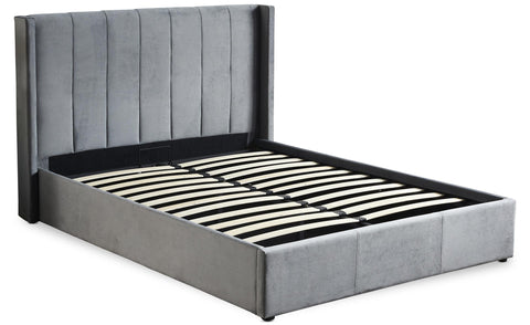 Lit double Magorial avec sommier relevable 180x200cm Velours Gris