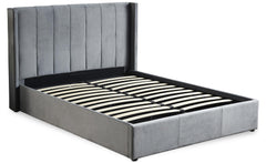 Lit double Magorial avec sommier relevable 180x200cm Velours Gris