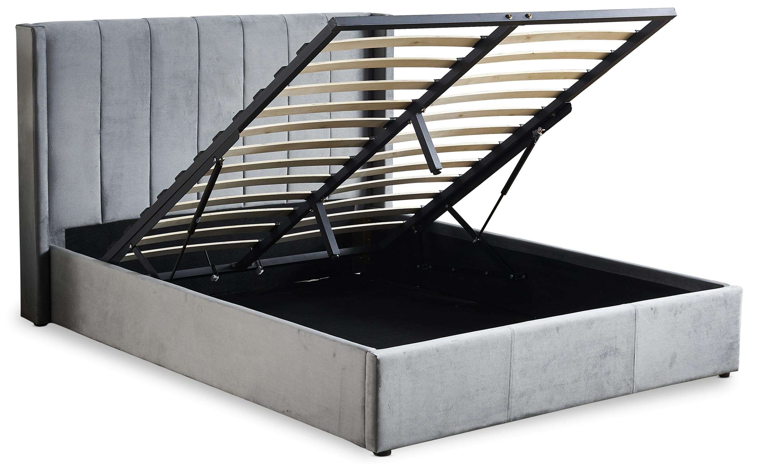 Lit double Magorial avec sommier relevable 180x200cm Velours Gris