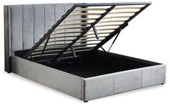 Lit double Magorial avec sommier relevable 180x200cm Velours Gris