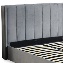 Lit double Magorial avec sommier relevable 180x200cm Velours Gris