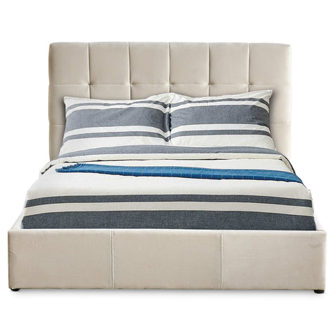 Lit double avec sommier relevable Babrin 140x190cm velours beige