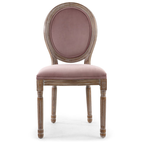 Lot de 2 chaises en bois Adria et velours rose