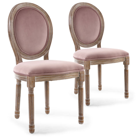 Lot de 2 chaises en bois Adria et velours rose