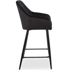 Lot de 2 chaises de bar en velours Ayda noir