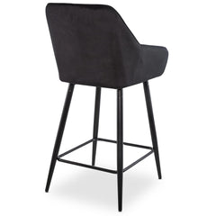 Lot de 2 chaises de bar en velours Ayda noir