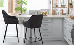 Lot de 2 chaises de bar en velours Ayda noir