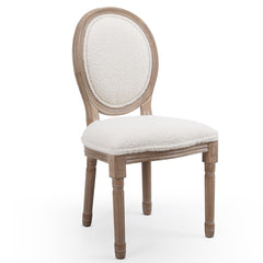 Lot de 2 chaises médaillon Louis XVI Tissu bouclette Crème