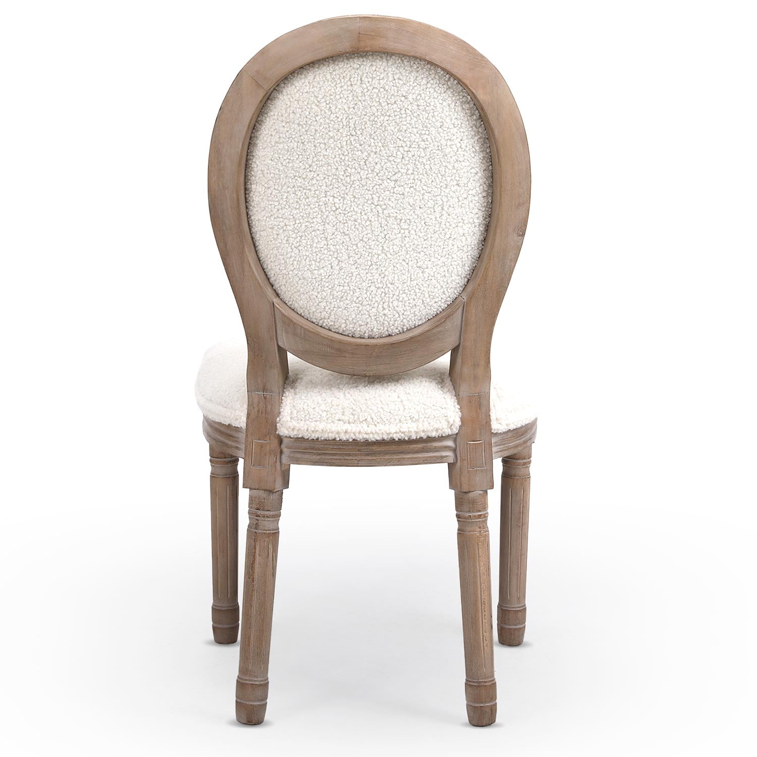 Lot de 2 chaises médaillon Louis XVI Tissu bouclette Crème