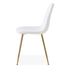 Lot de 4 chaises en tissu bouclette blanc matelassées Atona
