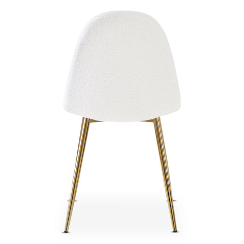 Lot de 4 chaises en tissu bouclette blanc matelassées Atona